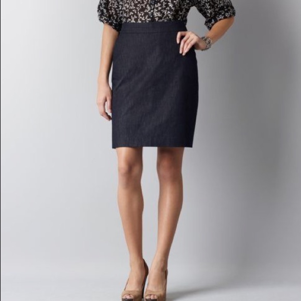 LOFT Petite Polished Denim Pencil Skirt